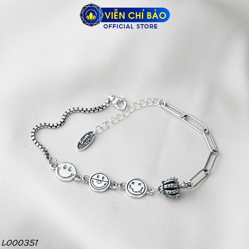 Lắc tay xích vương miện chất liệu bạc Thái 925 thời trang phụ kiện trang sức nữ Viễn Chí Bảo L000351