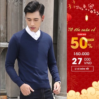 Áo Len Nam Cổ Tim ABABA Chất len mềm mịn co giãn không bai xù, không phai màu kiểu dáng Hàn Quốc ABA-TIMM9