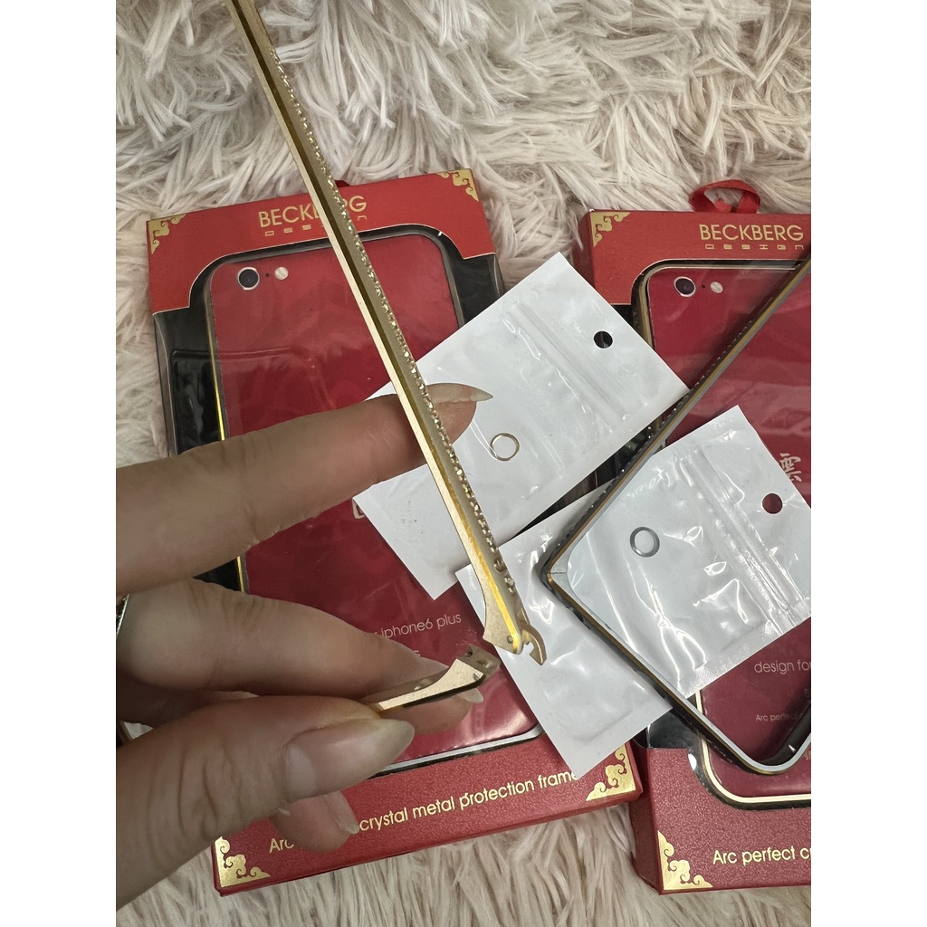 CHÍNH HÃNG  Ốp Lưng Viền đính đá xung quanh Beckberg Cho Iphone 6 6s plus chất lượng cao kèm dán camera