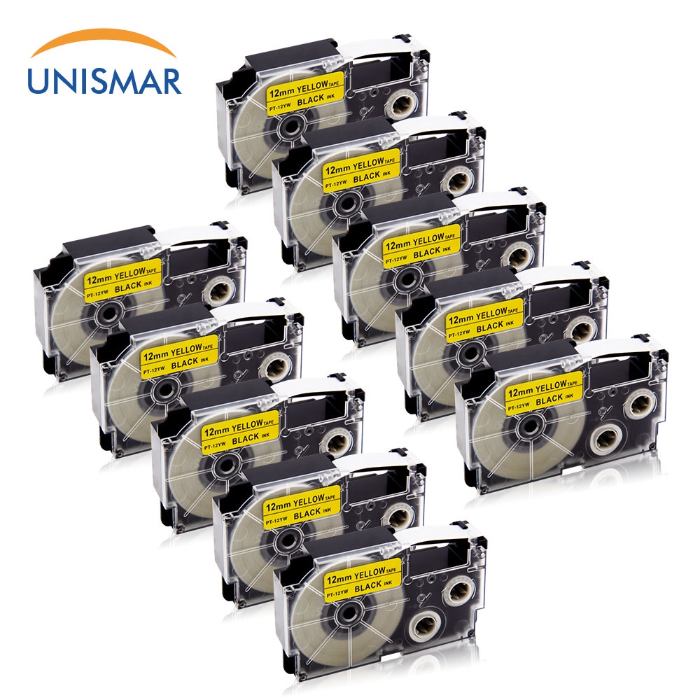 Băng Keo Dán Nhãn 10PK Cho Máy In Nhãn CASIO XR-12WE / XR12WE 12mm EZ EZ KL KL-120 KL-60 KL-200 KL-100 KL-P1000 KL-300Kl-7000