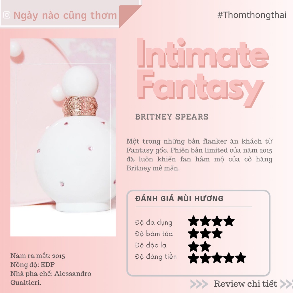 Thơm một chút - Nước hoa Britney Spear Fantasy Intinmate (Mẫu thử 10ml)