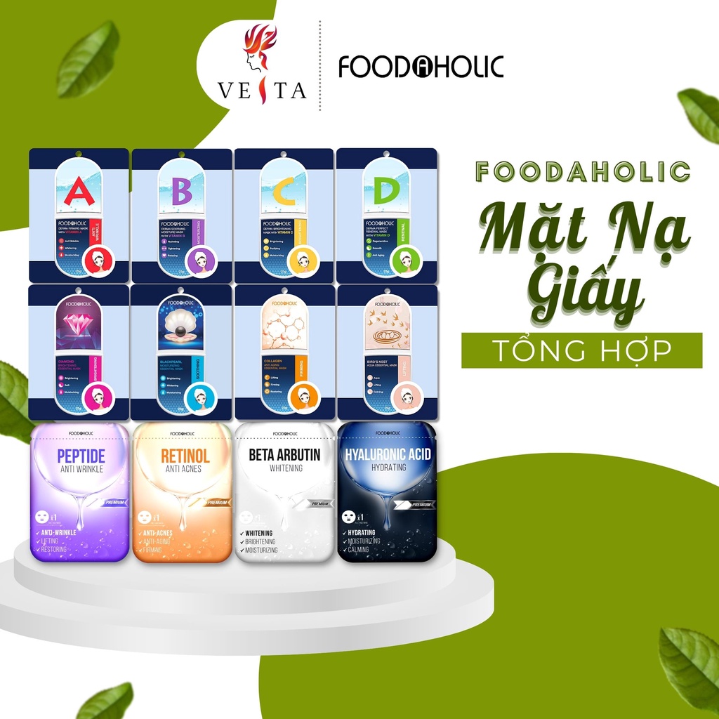 Mặt Nạ Giấy Foodaholic Essential Mask Retinol Dưỡng Ẩm Giảm Mụn Trắng Da Hàn Quốc 23g/Miếng