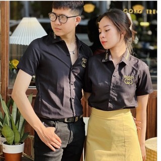 Áo sơ mi nam đen hàn quốc cấp ngăn tay vải lụa mịn đẹp thời trang