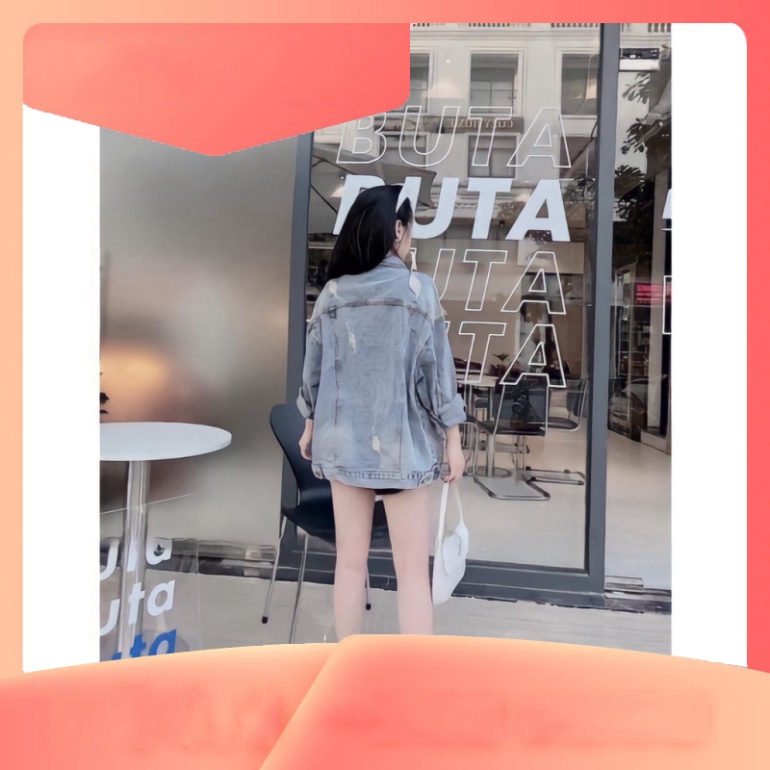 Chất lượng Áo Khoác Jeans Loang Rách Nữ tay dài - Áo sơmi Bò Nữ Dáng Rộng G0202