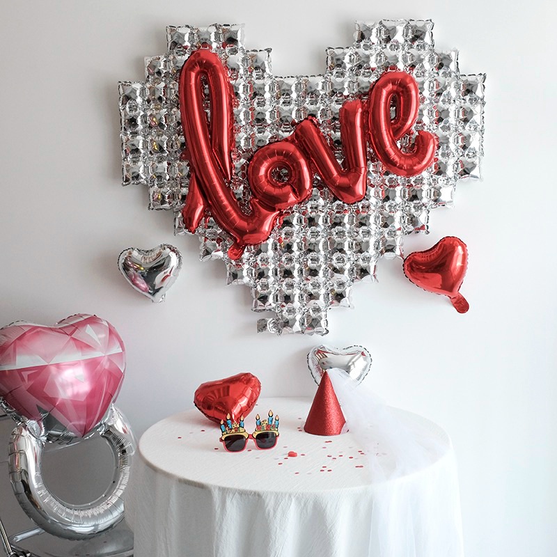 Bong Bóng Hình Trái Tim In Chữ LOVE Dùng Trang Trí Tiệc Cưới / Phông Nền / Valentine