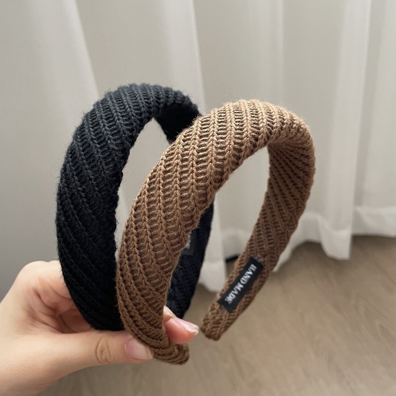 Băng Đô Len Co Giãn Màu Trơn Phong Cách Retro Thời Trang Cho Nữ CR1