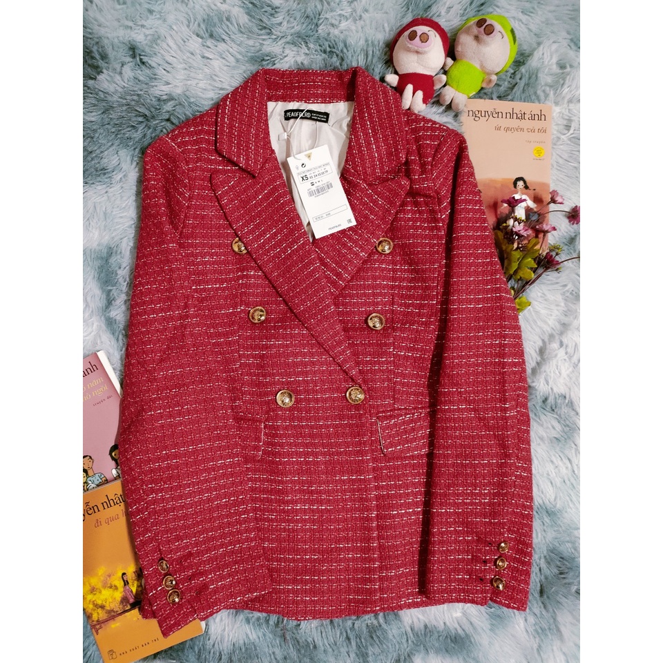 Ảnh thật 7 hình cuối-HC986.Áo blazer Tweed phong cách Âu Mỹ kiểu dáng US Zar sang chảnh