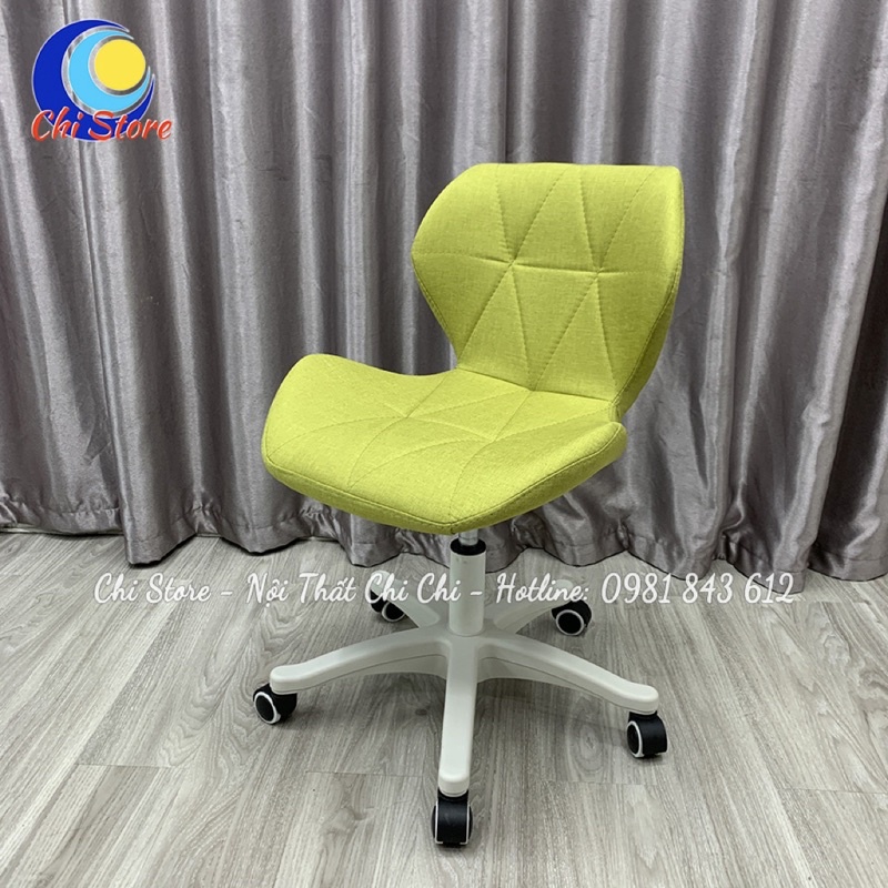 Ghế Làm Việc Decor Phong Cách Bắc Âu, Ghế Ngồi Trang Điểm Có Tựa Bọc Da Chân Xoay