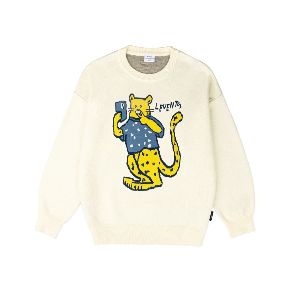 Áo Sweater Len Levents "My Animals" Series Panther/ Cream