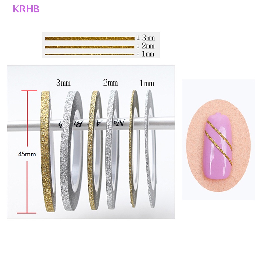 Set 14 Cuộn Băng Keo Dán Trang Trí Móng Tay 1 / 2 / 3mm Mới