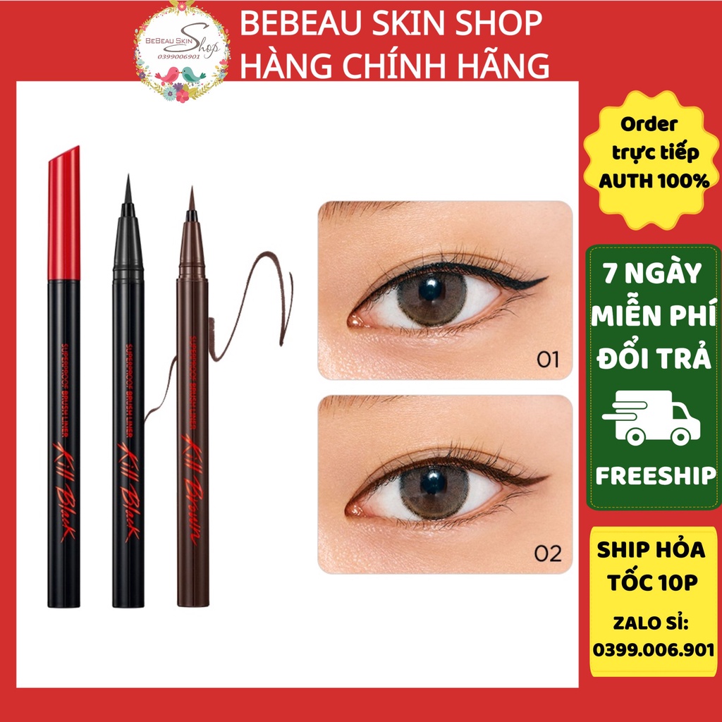 Bút Kẻ Mắt Clio Waterproof Pen Liner Kill Black - Kẻ mắt dạ không lem không trôi chống nước
