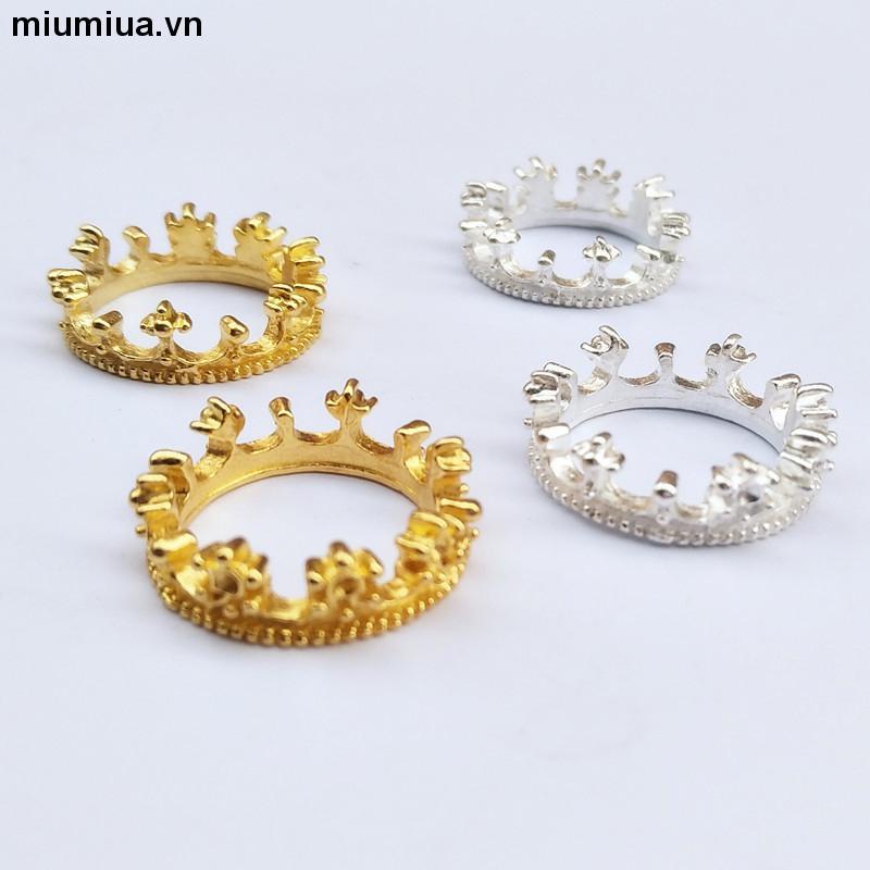 miumiuaNhẫn Hình Vương Miện sang trọng mạ bạc thời trang Phong Cách Hàn Quốc