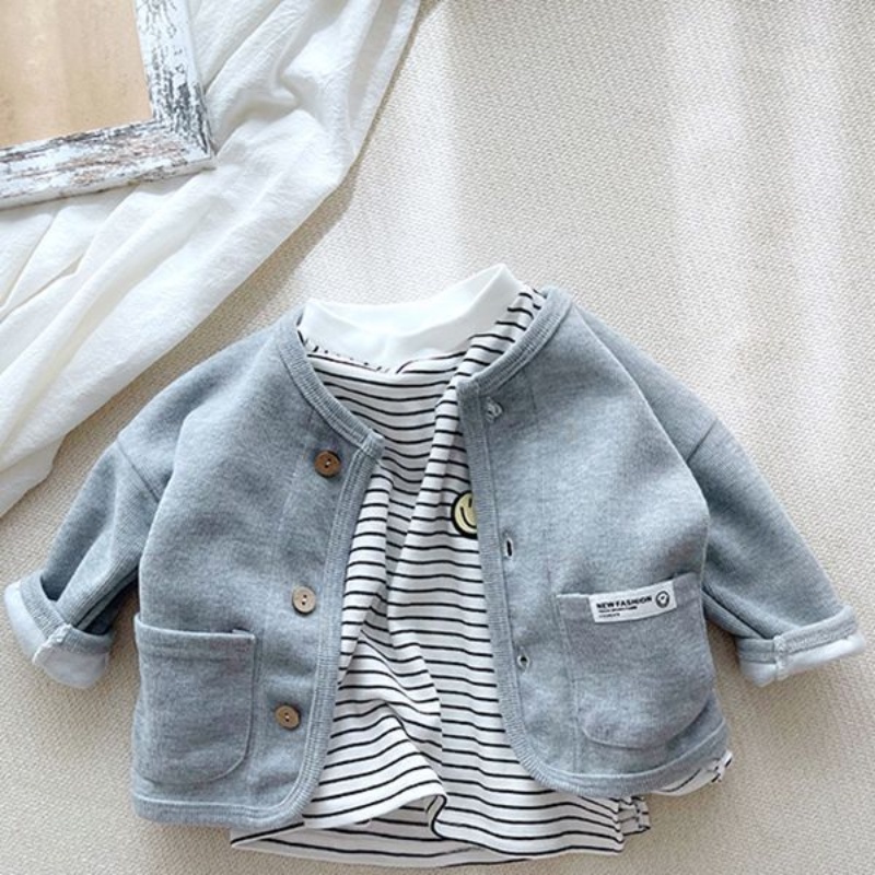 Áo Khoác Cardigan Dáng Rộng Cổ Tròn Thoải Mái Đa Năng Cho Bé Trai Và Gái Mới