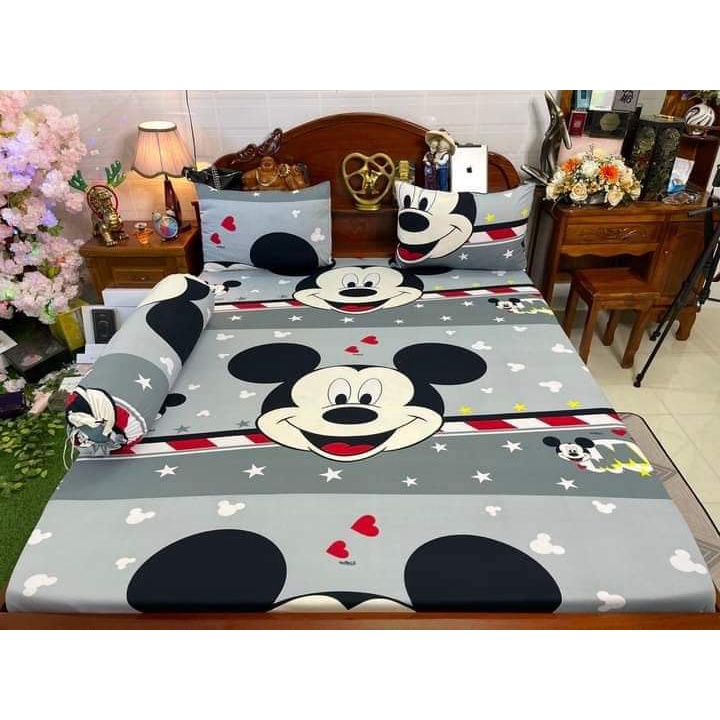 Bộ Drap Thun Lạnh Hàn Quốc cực bền màu , (4 món) 1m6 hoặc 1m8 x 2m