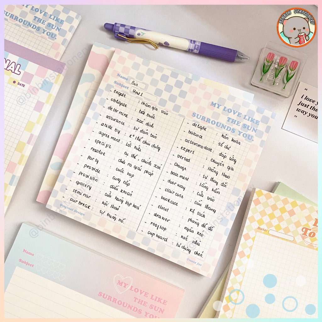 Giấy ghi chú Note For size trung học từ vựng, ghi chú nhỏ gọn GN01