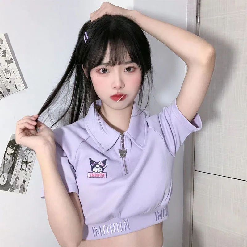 áo croptop áo kiểu hàn quốc Áo Thun polo Ngắn Tay In Họa Tiết Thời Trang