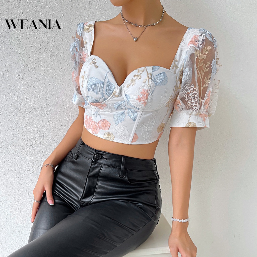 Áo Croptop Ren Xuyên Thấu Gợi Cảm Cho Nữ