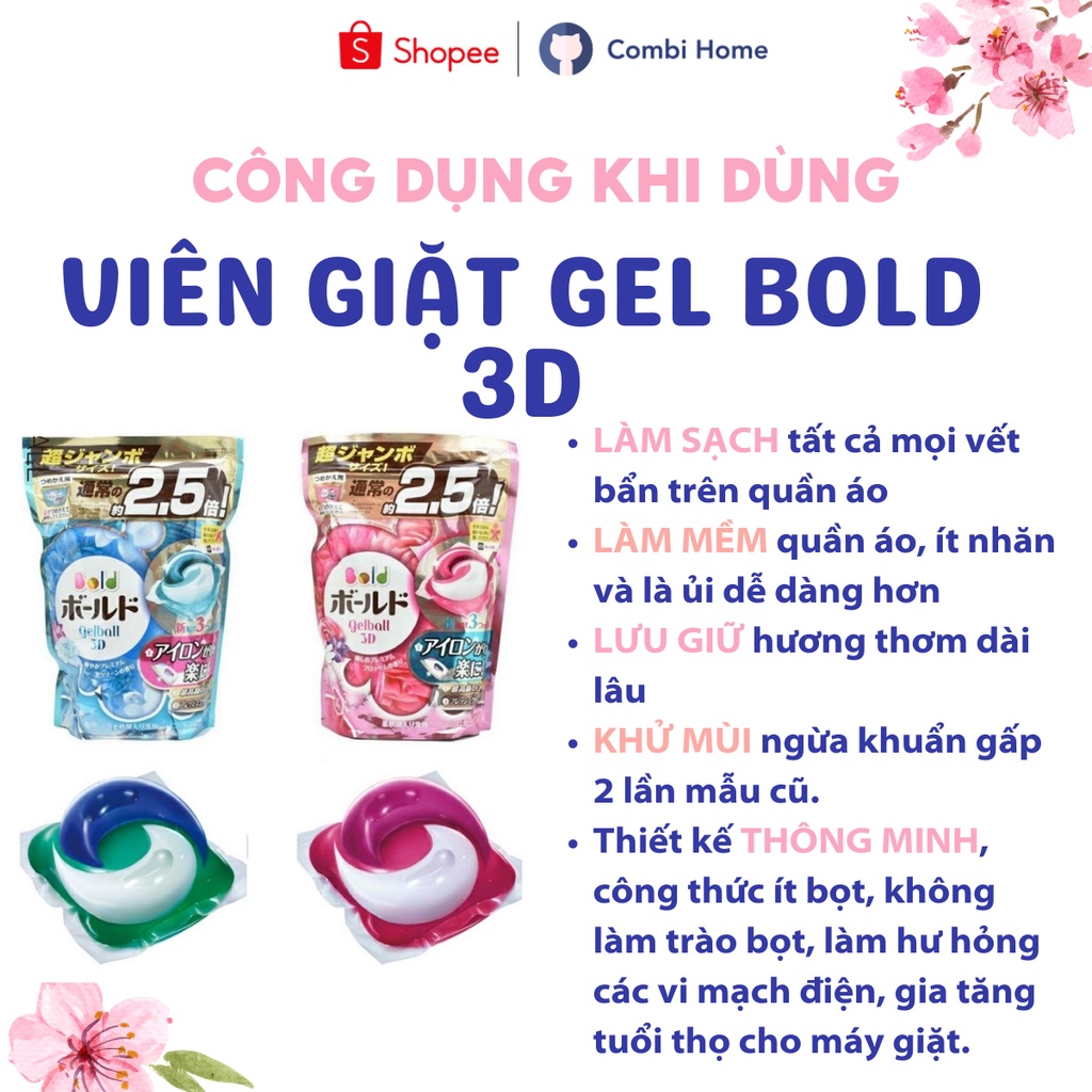 Viên Giặt Xả Nhật GEL BALL BOLD 3D (Tách lẻ)