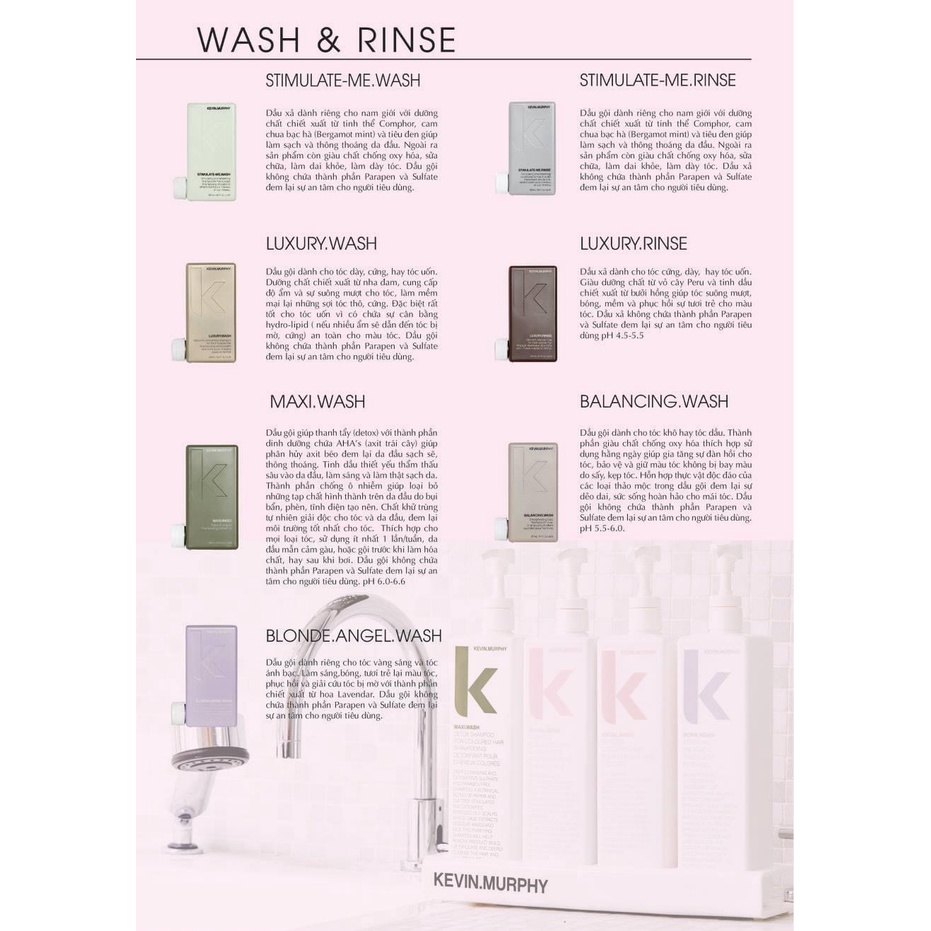 Dầu gội xả chống rụng kích mọc tóc Kevin Murphy Plumping 1000ML