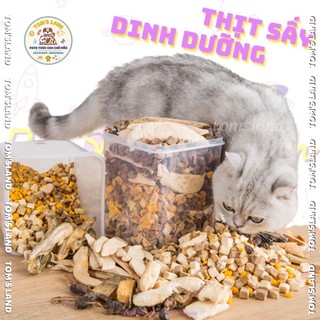 Thức Ăn Đông Khô Hộp Mix 10 Loại Hoàn Chỉnh 670Gram, Thịt Gà Viên, Ức Gà, Trứng, Gan, Hỗn Hợp Sấy Lạnh Cho Chó Mèo