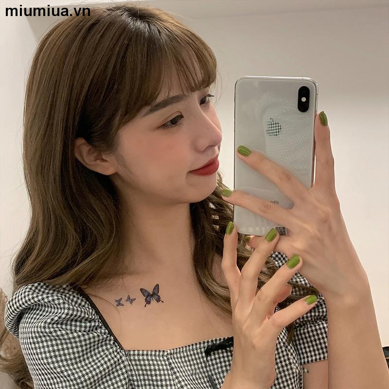 miumiuaHình Xăm Dán Tạm Thời Kháng Nước Lâu Trôi Họa Tiết Bướm Xanh Dương Dễ Thương Phong Cách Hàn Quốc