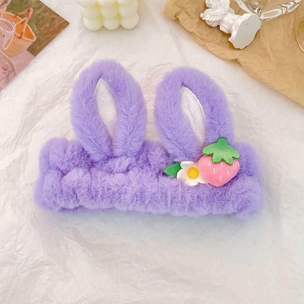 ANEMONE Băng Đô Cài Tóc Bằng Vải Bông Không Trơn Họa Tiết Hoa / Dâu Hoạt Hình Dễ