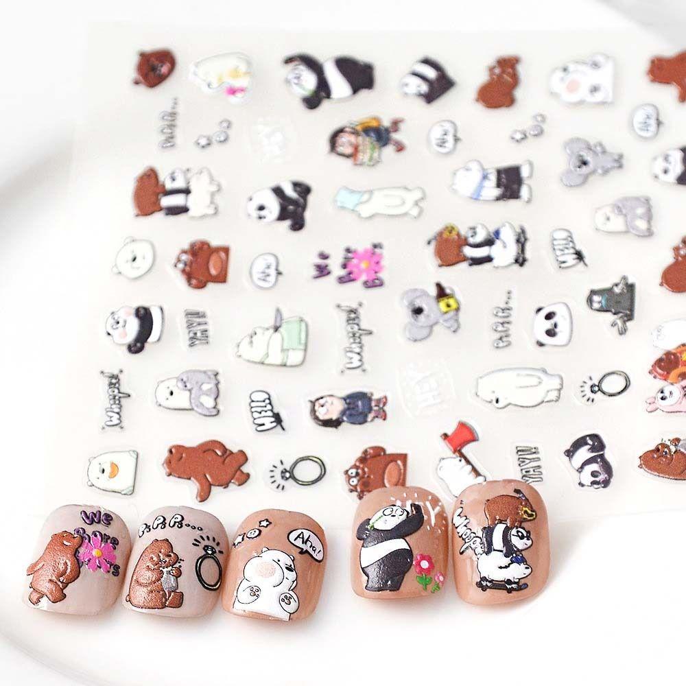 Nhãn Dán Móng Tay Tự Dính Họa Tiết Hoạt Hình Nàng Tiên Cá / Hổ Màu Hồng Thời Trang