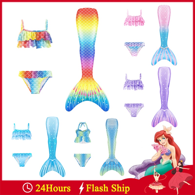 Bộ Đồ Bơi Bikini Nàng Tiên Cá Ariel Phong Cách Giáng Sinh Cho Bé Gái