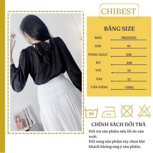 Áo kiểu công sở cut lưng nơ sau sang  trọng CHIBEST DAB1110