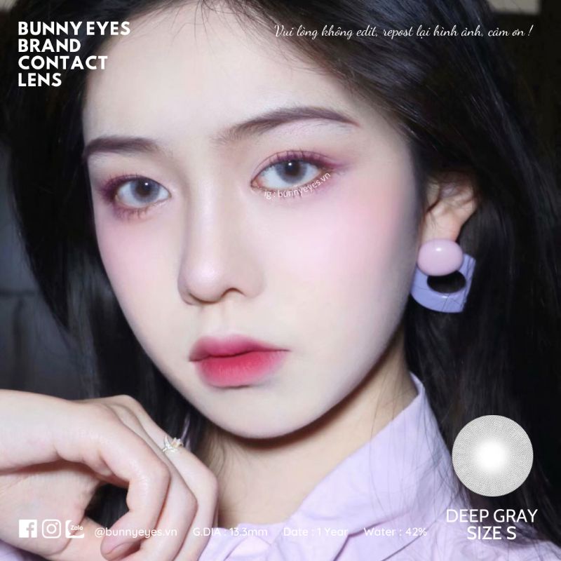 Kính Áp Tròng BUNNY EYES - Deep Gray 14.0mm Size S Giãn Nhẹ