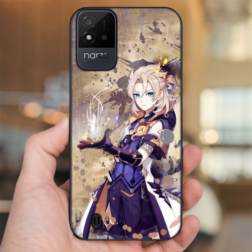 Ốp lưng Realme Narzo 50i viền đen in hình Albedo Genshin Impact