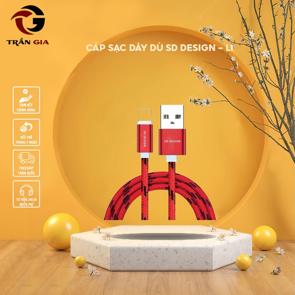 Cáp Sạc dây dù SD DESIGN L1 cho ip,và dây sạc Micro USB,cáp sạc chống đứt chống rối Bảo Hành 12 tháng