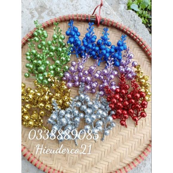 Cành quả sung nhũ kim tuyến làm vòng nguyệt quế,trang trí cây thông Noel