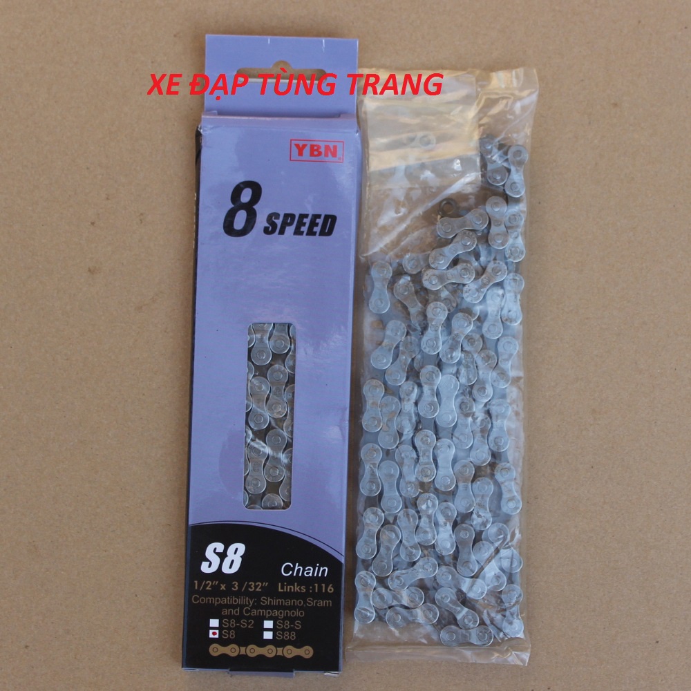 Xích 6/7/8s YBN Made in taiwan 116 mắt kèm khóa full hộp . [ Chính Hãng ]