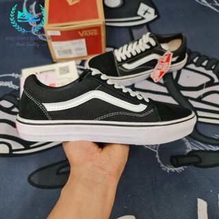 Giày Vans đen sọc trắng thể thao sneaker nam nữ cổ thấp old skool black white