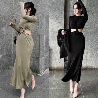 ĐẦM MIDI XOẮN NGỰC KHOÉT EO