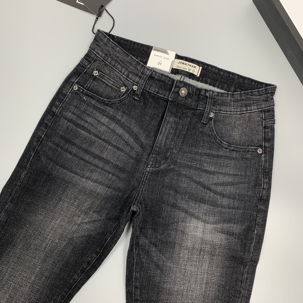 Quần jean nam đen wash sáng JONATHAN QJ059 vải denim trơn cao cấp co dãn nhẹ 4 chiều, form dáng chuẩn đẹp