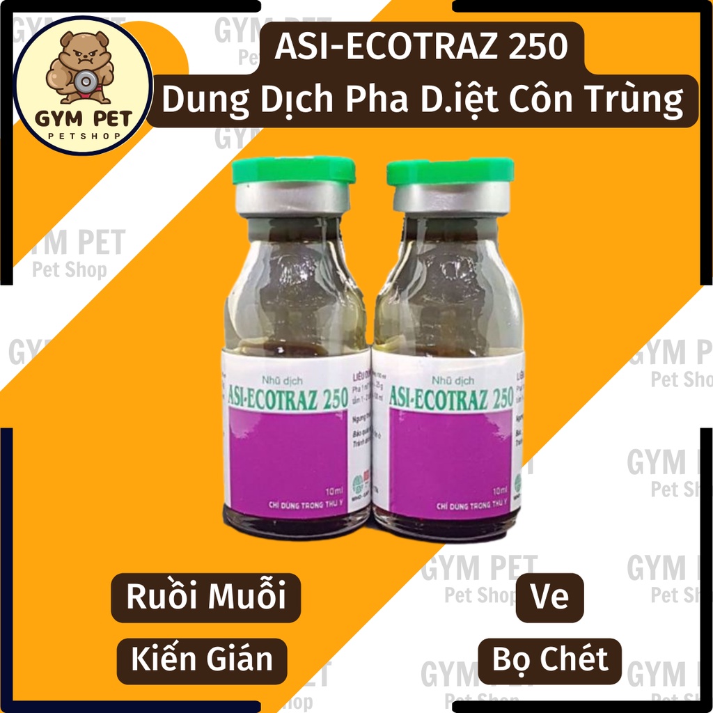 ASI ECOTRAZ 250 dung dịch pha tắm phun xịt diệt ve, rận ổ chó, nhà cửa. Phòng và trị viêm da, ghẻ, ve, rận cho chó