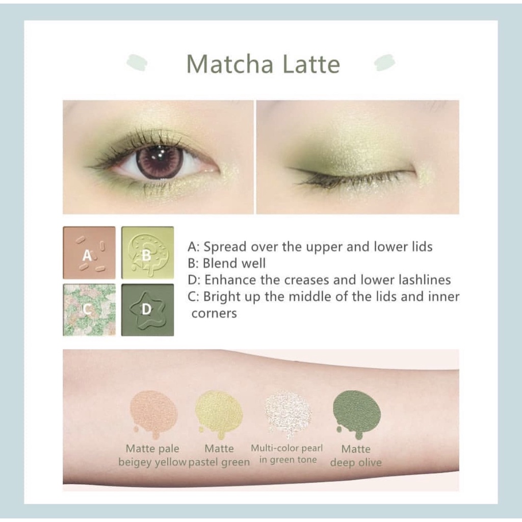 ZEESEA Bảng Phấn Mắt 4 Ô Dessert Collection Eyeshadow Palette Matcha Macaron