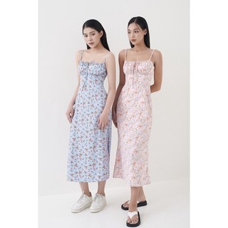 AMEGON Đầm lụa hoa nhí rút ngực FLEUR DRESS