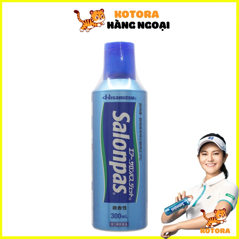 Xịt Salonpas Air Salonpas Jet Hisamitsu mát lạnh giảm đau mỏi xương khớp, xoa dịu các cơn căng cơ tức thì 300ml