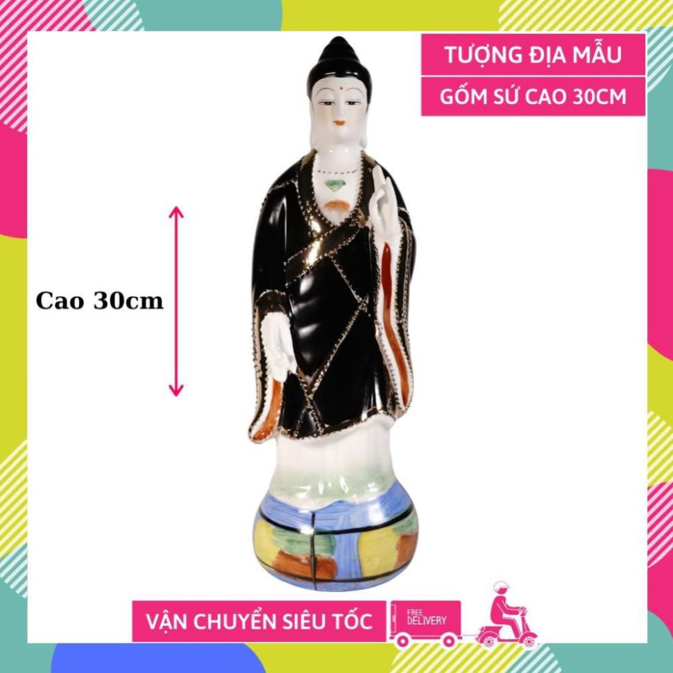 Tôn tượng mẹ diêu trì cao 40 cm - Tượng Địa Mẫu Nương Nương gốm sứ đứng vẽ màu đẹp xuất sắc