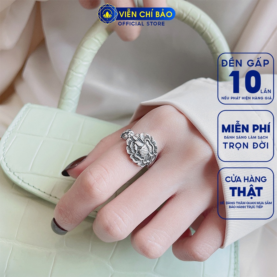 Nhẫn bạc nữ hoa sen bản lớn chất liệu bạc 925 thời trang phụ kiện trang sức Viễn Chí Bảo N000385