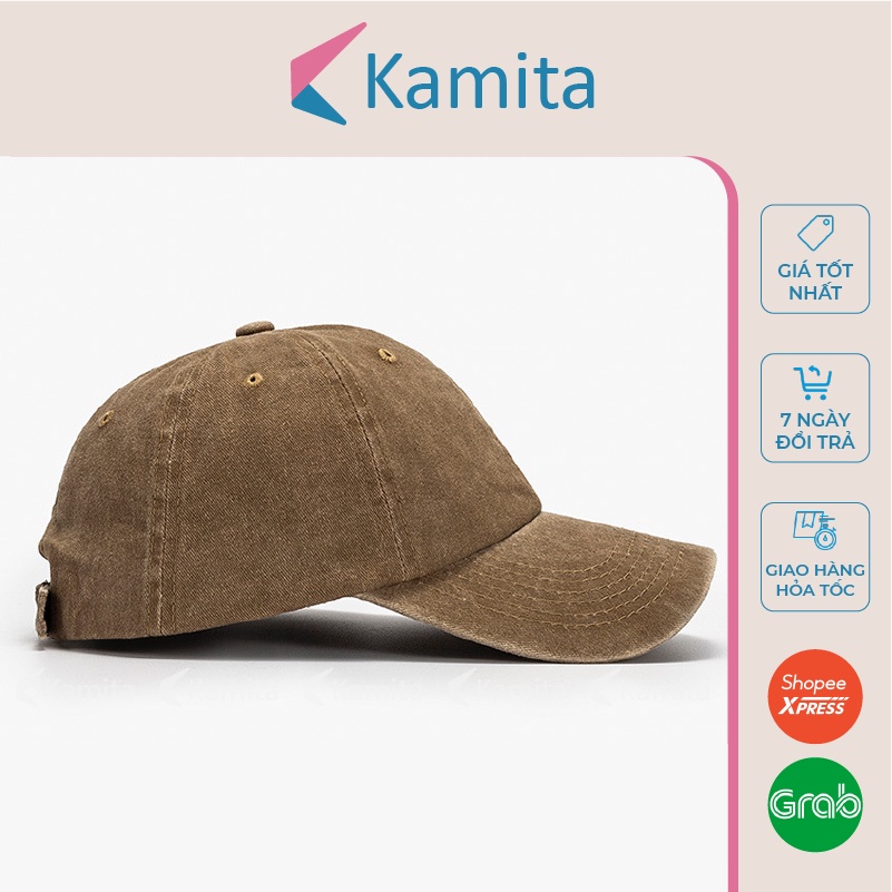 Mũ Lưỡi Trai, Nón Lưỡi Trai Trơn KAMITA Unisex Nam Nữ Hàn Quốc, Nón Kết Đen Be Đẹp Vải Jean Cao Cấp Chính Hãng KM05