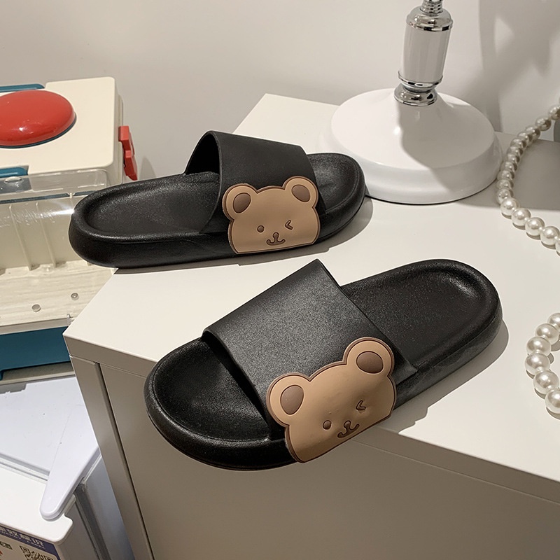 Dép bánh mì, dép quai ngang Gấu nam nữ, đế đúc nguyên khối siêu mềm nhẹ chống trơn, chống thấm nước