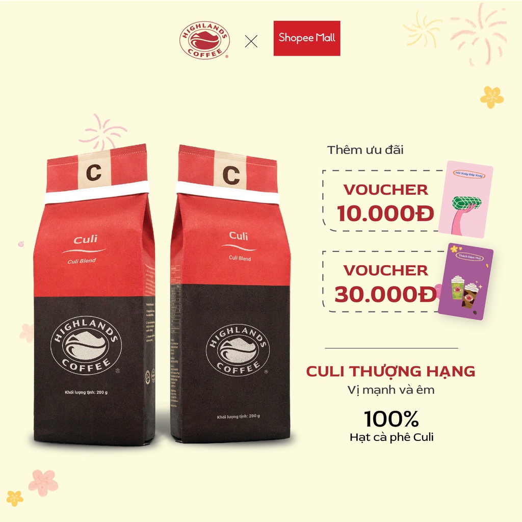 Combo 2 gói Cà phê rang xay Culi Highlands Coffee 200g/gói