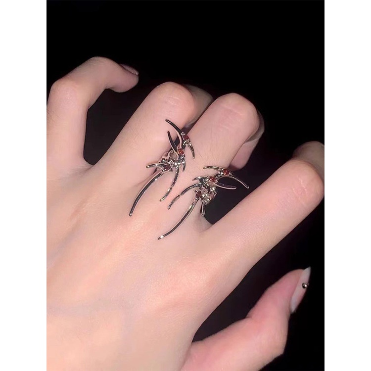 Ygt Nhẫn Hở Hình Bướm Rỗng Màu Bạc Phong Cách Punk Gothic Sáng Tạo Thời Trang Unisex Y2K