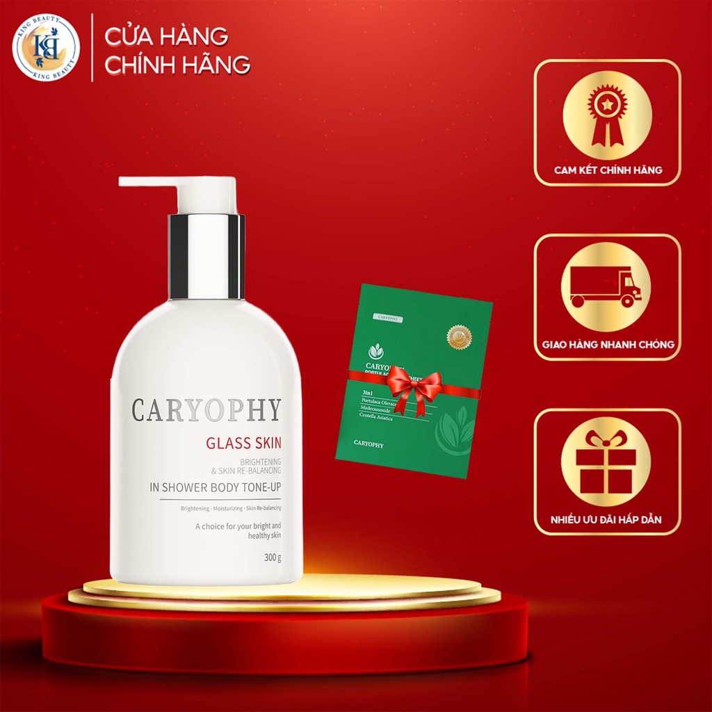 Kem dưỡng trắng, nâng tone da toàn thân Caryophy Glass Skin In Shower Body Tone Up 300g