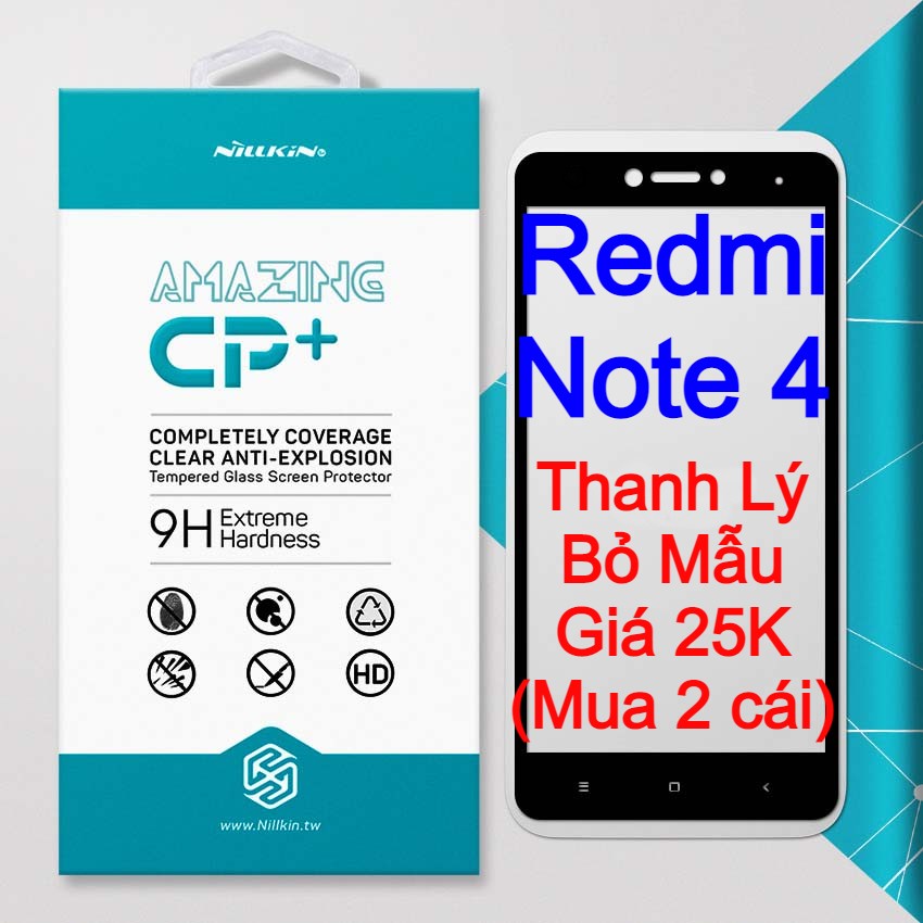 Kính cường lực Xiaomi Redmi Note 4 hiệu Nillkin.tw và Hoco.tw Full màn hình Full keo (Mẫu giao ngẫu nhiên)
