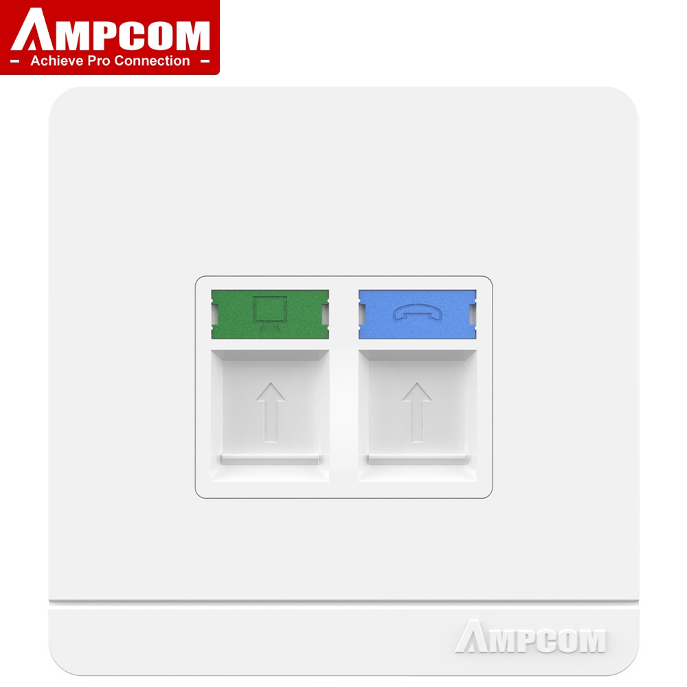 AMPCOM Ổ cắm tường RJ11 RJ45 Faceplate Wallplate, 1 cổng, 2 cổng, 4 cổng, Mặt ổ cắm mạng điện thoại 